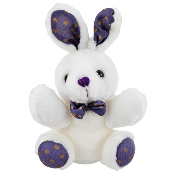 Lovett International Bunny Rabbit Plush White With Purple Accents Stuffed Animal - Picture 1 of 8